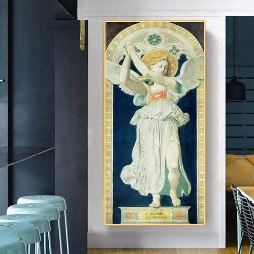 Citon Ingres《St. Raphael Archangel》Canvas Oil Painting World Famous Artwork Poster Picture Modern Wall Art Decor Home Decoration