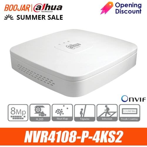 Dahua Original 4K POE NVR NVR4108-P-4KS2 With 8ch 4PoE H.265 Video Recorder Support ONVIF 2.4 SDK CGI
