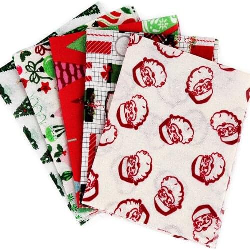 Dailylike 5PCS Cotton Christmas Fabric Bundles Sewing Square Patchwork Christmas Printing For DIY Craft Christmas Party Supplie