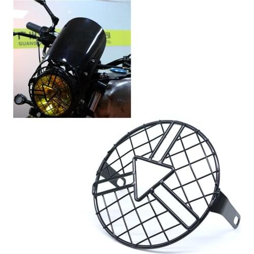 Motorcycle Headlamp Grill Universal Retro Black Motor Headlight Cover Motorbike Scooter Moto Vintage Front Light Protection Net