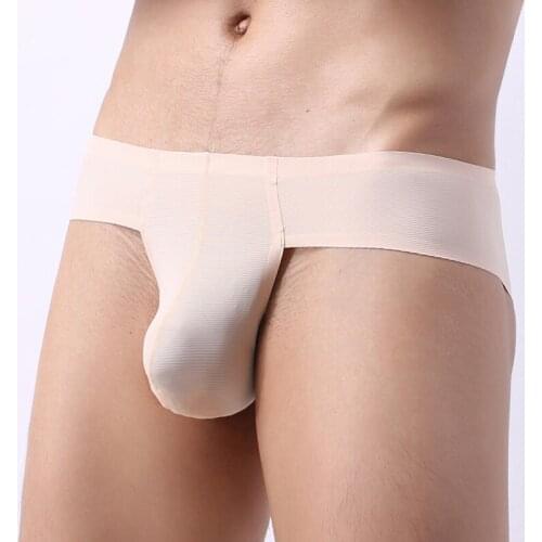 Hot Sale Mens Seamless Underwear Briefs Men Silkly ice Silk Underpants Man Gay Sexy Low Waist U Convex Panties Slip Briefs