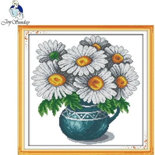 Joy Sunday flower style Wild chrysanthemum beautiful cross stitch patterns embroidery kits for sitting room decoration