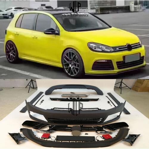 VW Golf 6 PP Unpainted Car Body Kits Front Bumper Rear Bumper With Exhaust Side Skirts For Volkswagen VW Golf 6 MK6 R20