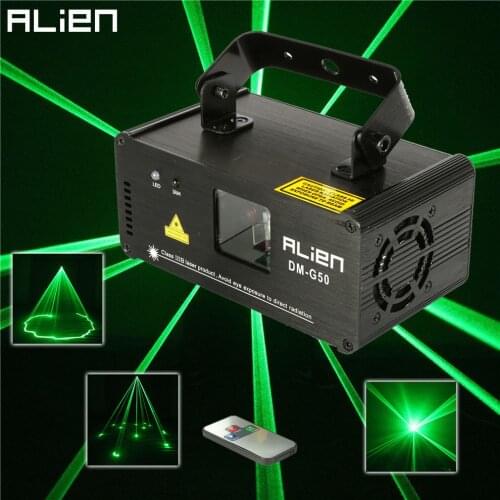 ALIEN Remote 50mw Green Laser Projector Professional Stage Lighting Effect DMX 512 Scanner DJ Disco Party Show Lights
