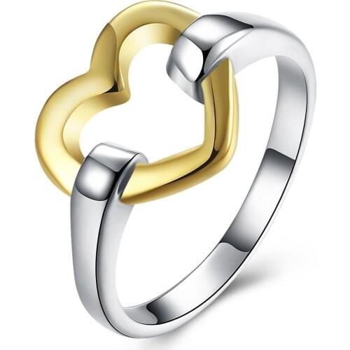 2017 hot sale women jewelry engagement rings in stock free shipping heart shape gold color silver color rings gift