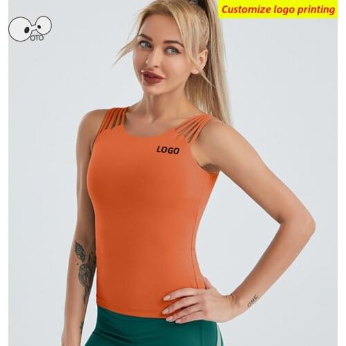 Custom LOGO Push Up Yoga Vest Women Sportswear Singlet Gym Fitness Quick Dry Tank Top Sleeveless Running Shirts Sports Bra
