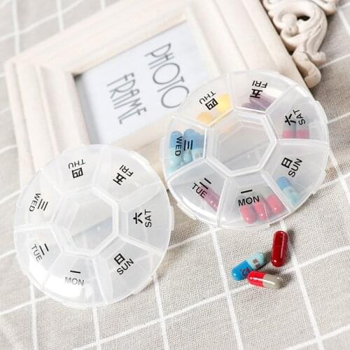 7 Day Mini Weekly Tablet Pill Medicine Box Holder Storage Organizer Container Case Pill Box Splitters Travel Pill Box Empty Case
