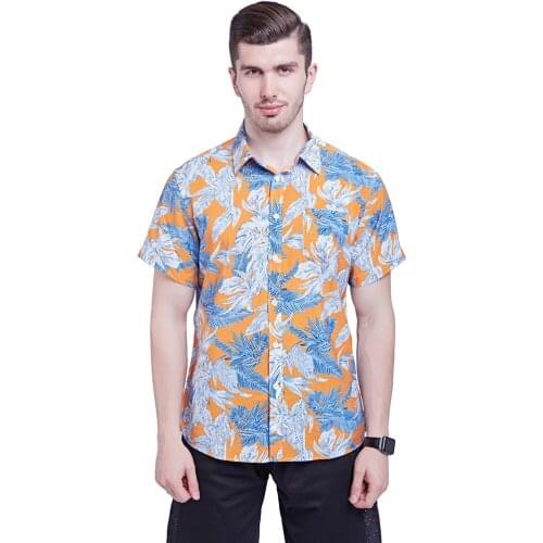 Hawaii Style Print Cotton Mens Shirts Summer Short Sleeve Shirt For Men High Quality Casual Male Beach Blouse Tops US Size