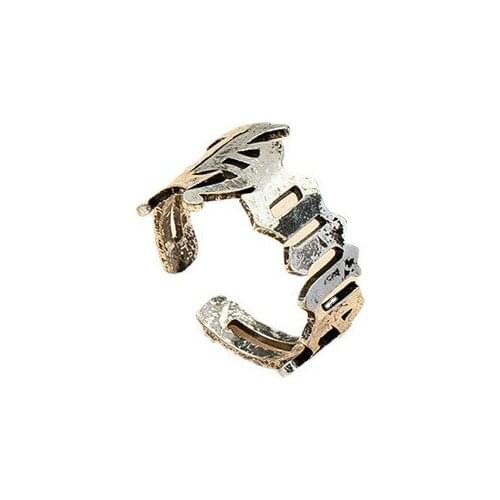 2021 Ins Antique Gold Gothic Letter Boney Minimalism Knuckle Finger Open Cuff Piercing Ring Vintage Korean Fashion Party Jewelry