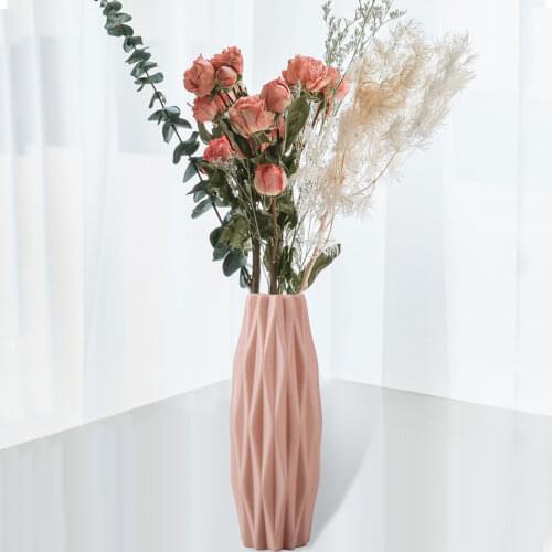 Nordic Minimalist Style Imitation Glaze Plastic Vase Creative Camellia Ornaments Dry And Wet Flower Vase Home Decoration
