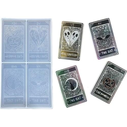 Halloween Card Pendant Epoxy Resin Mold Jewelry Accessories Tags Silicone Mould DIY Crafts Casting Tools