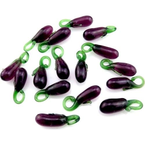 GLOWCAT 4pcs 21890 Vegetables Eggplant Charm Pendant Glass Charms For Kids Earrings Necklace DIY Jewelry Making Supplies