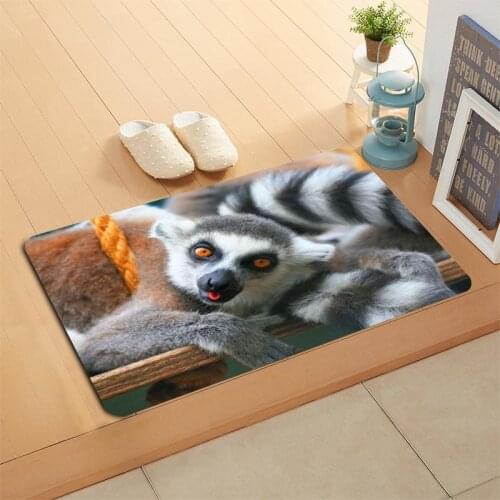 Custom Lemur Animal Doormat Floor/Bath/Kitchen/Beach Mat Flannel Sponge Fabric 3D Printed Shaggy Decoration For Bedroom