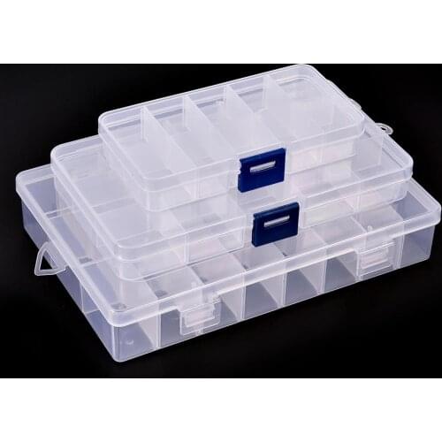 Practical Adjustable 10/15/24 Compartment Plastic Storage Box Jewelry Earring Bead Screw Holder Case Display Organizer Container