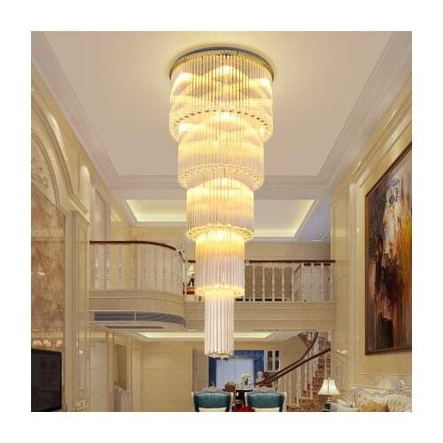 Modern K9 Crystal Chandeliers LED Light American Chandelier Lights Fixture Big Long Hotel Lobby Hall Parlor Home Indoor Lighting