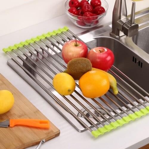 Foldable Dish Drying Rack Multi-Use Kitchen Silicone Drainer Over Sink Fruit Package includes 1* Dish Drainer Rack