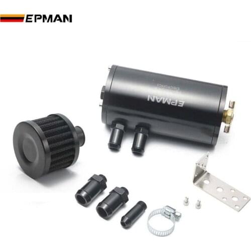 EPMAN Universal Aluminum Oil Catch Can Tank with Breather Filter Engine Mini Oil Separator Car Coolant Tank EPJYH021