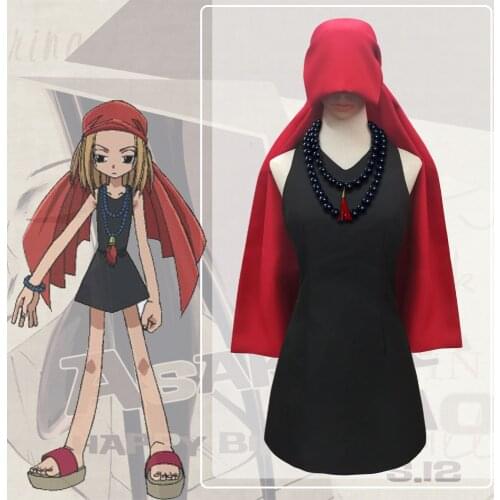 Japanese Anime Costumes Shaman King Kyoyama Anna Cosplay Dresses Woman Accessories Bracelet Necklace Scarf and Wig