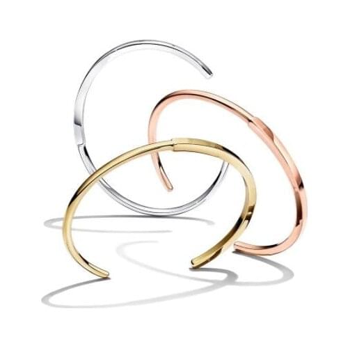 Authentic 925 Sterling Silver Pandora Bracelet Rose Gold Signature I-D Bangle Fit Women Bead Charm Diy Fashion Jewelry