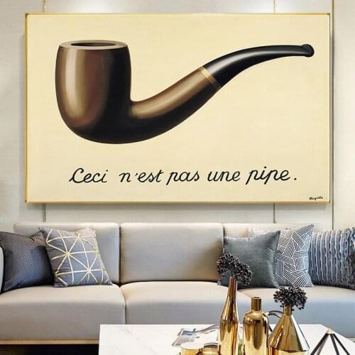 Rene Magritte Famous Painting This Is Not A Pipe Oil on Canvas Painting Posters and Prints Wall Art Pictures for Living Room