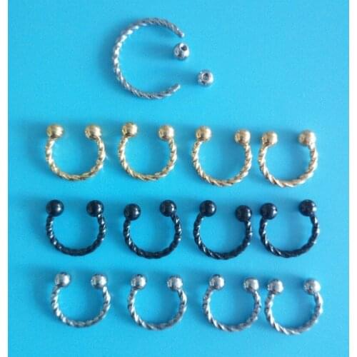 1Pcs New Fashion Personality Titanium Steel Twist Horseshoe Pole New Twisted Wire Earrings Hot Selling C-shaped Pole Earrings