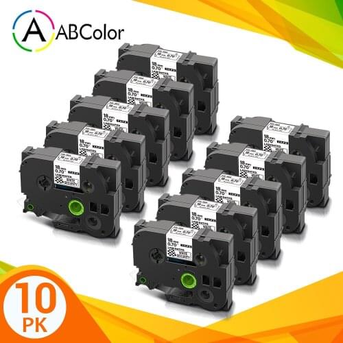 10Pcs TZe-SE4 TZ-SE4 TZe SE4 Tape for Brother Security Tapes 18mm Black on White for Brother P-touch Label Maker PT-H100 PT-H110