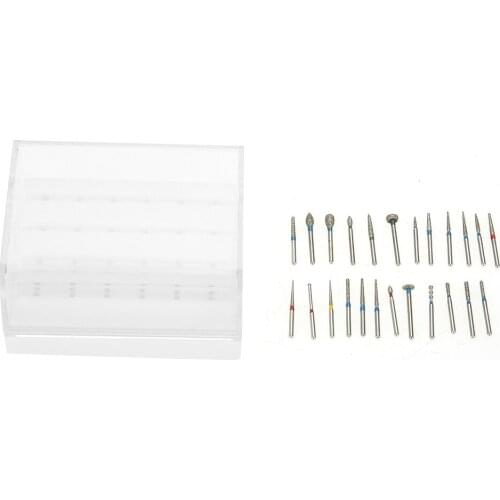 24Holes Dental Burs Holder + Dental Diamond Burs Drill High Speed Block Box Aluminium Alloy Silicone Teeth Whitening Dental Tool
