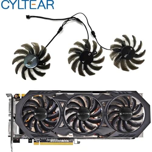 3pcs 3pin 75MM T128010SM PLD08010S12H GTX970 VGA GPU Cooler Fan For Gigabyte GTX 970 Windforce G1 Graphics Cards As Replacement