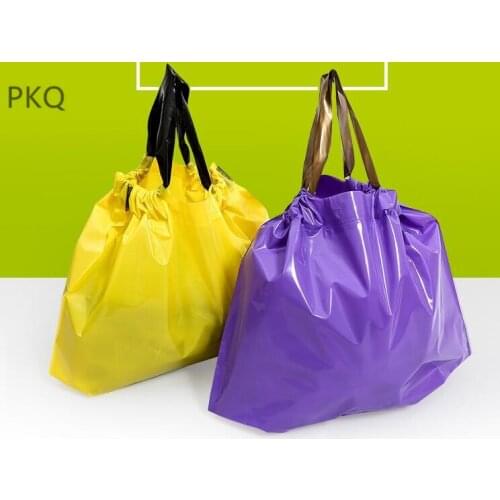 50PCs Multi-use Gift Tote Bags Kids Birthday Party favor plastic Treat Bags 8 Solid Color with Handle Shopping Bag DIY Gift Bag