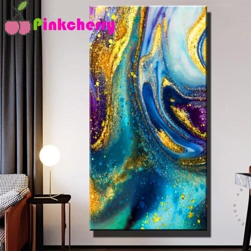 5D DIY Diamond Painting Fantasy Abstract Green Golden Sand Full Square Round Diamond Embroidery Wall Art Large Decor k1078