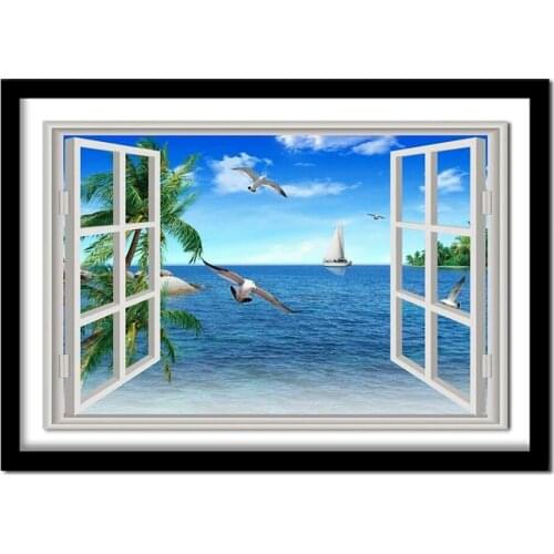 Diamond embroidery window landscape sea,full,square,painting rhinestones,diamond ,diamond painting window