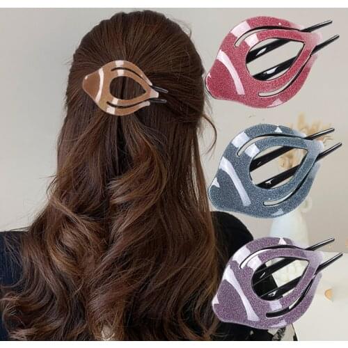 Shiny Acrylic Hairpin Large Plastic Duckbill Clip Hair Claw Female Solid Color Barrettes Hair Clips for Women Fashion Headwear