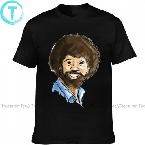 Bob Ross T-Shirt Basic Casual 100 Cotton T Shirt Print Short Sleeves Tee Shirt Men Oversize