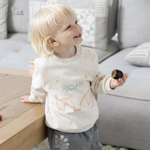 DBX18398 dave bella autumn baby boys casual cartoon letter print T-shirt children tops kids boy fashion tees