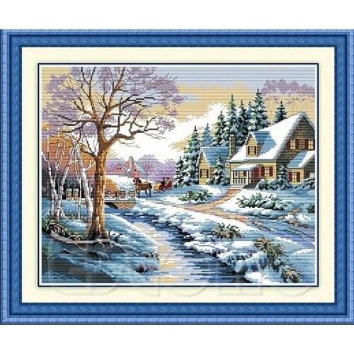 DIY Embroidery Painting Winter Scenery Cross Stitch Home Decor Craft E56C