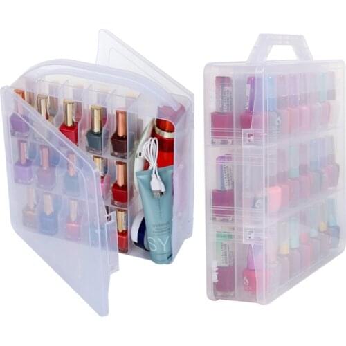 30/48 Grids Double layer Transparent Acrylic Nail Polish Rack Varnish Display Stand Holder Box Lipstick Make Up Tool Storag Case