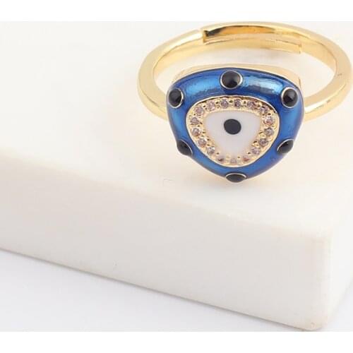 Lucky Eye Gold Evil Eye Ring Charms Clear CZ Blue Enamel Turkish Crystal Rings For Women Men Fashion Jewelry Accessories Anillo