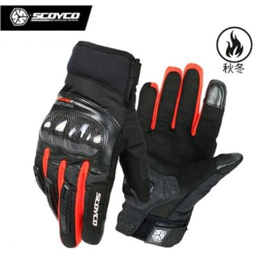 New SCOYCO Knight Riding Motorcycle Gloves Motorbike Glove Warm Waterproof Windproof Carbon Fiber Protective Shell Touch Screen