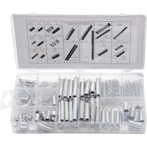 200pcs/lot Metal Steel Spring Set Assorted With Storage Box Accessories Extension And Compression Coil Portable Hardware Tool