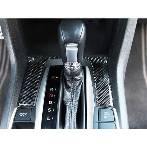 Carbon Fiber Car Interior Gear Shift Box Panel Cover Sticker Trim Styling For Honda Civic 2016 2017 Auto Accessories