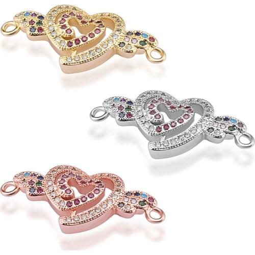 NEW Simple Versatile True Love Eternal Inlaid Colorful Zircon Heart BOW Bracelets Pendant Ladies Clavicle Chain Accessories