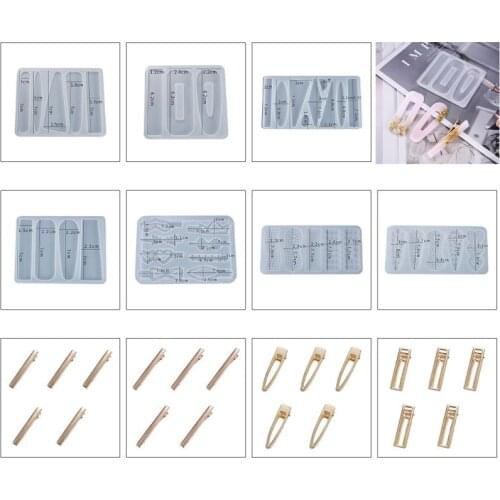 New Crystal Epoxy Resin Mold Hair Clip Barrette Casting Silicone Mould DIY Crafts Jewelry Hairpin Making Tools
