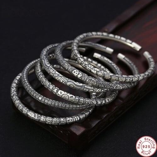 Women Men Opening Bangle Real 100% S925 sterling silver colour Thai handmade Big Butterfly Adjustable Bracelet Bangle tom hop