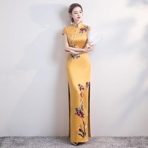Solid Sexy Slim Cheongsams Elegant Short Sleeve Print Qipao For Women Plus Size 4XL 5XL Vintage Classic Chinese Dresses Gown