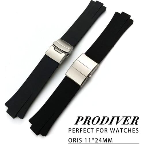 24mm x 11mm Silicone Rubber Watch Strap High Quality Waterproof Watch Belt Suitable for Oris Wrist Watch Accessories for men
