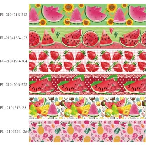 50 yards/lot) Hot sale 16mm-75mm watermelon and strawberry printed summer fruit ribbon