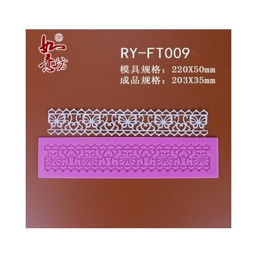 Ry-ft009 Food grade silicone mould 22x5cm flower vine sugar lace mat decoration for cupcake baking ware sugar craft mold