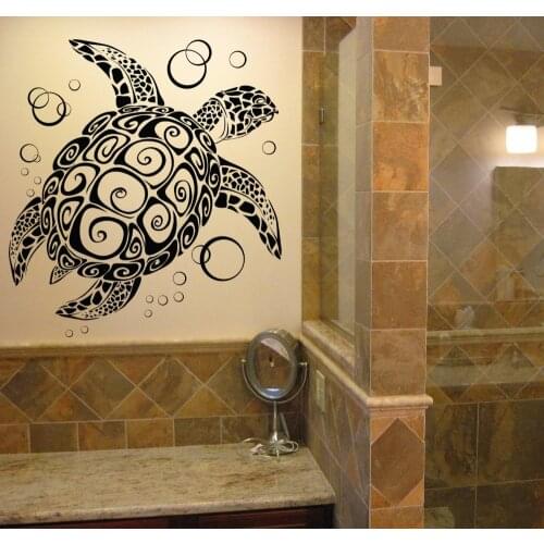 Removable Sea Turtle Wall Sticker Home Decoration Bathroom Glass vinilos Adesivo Vinyl Turtle Wallpaper Washroom Decor NY-217