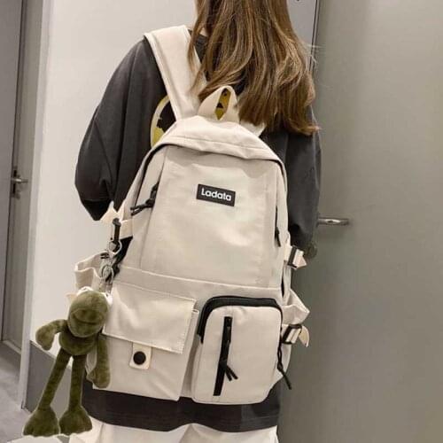School Backpack New Womens Solid Students Backpacks For Girls Trend Large Capacity Korean Schoolbag Casual Travel Female Bags