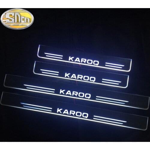 SNCN Waterproof Acrylic Moving LED Welcome Pedal Car Scuff Plate Pedal Door Sill Pathway Light For Skoda KAROQ 2017 - 2021